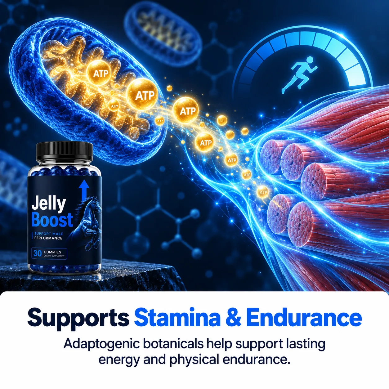 Illustration of cellular energy and stamina supported by JellyBoost